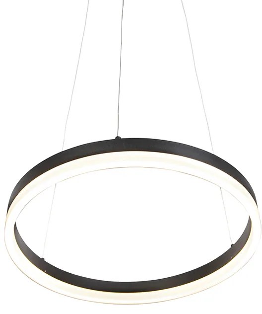 Lampă pendant de design neagră 40 cm inclusiv LED cu dimmer în 3 trepte - Anello