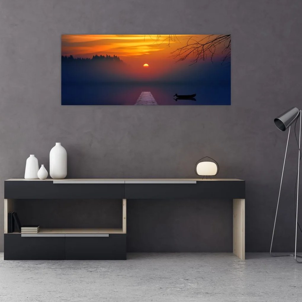 Tablou cu podul în apus de soare (120x50 cm)