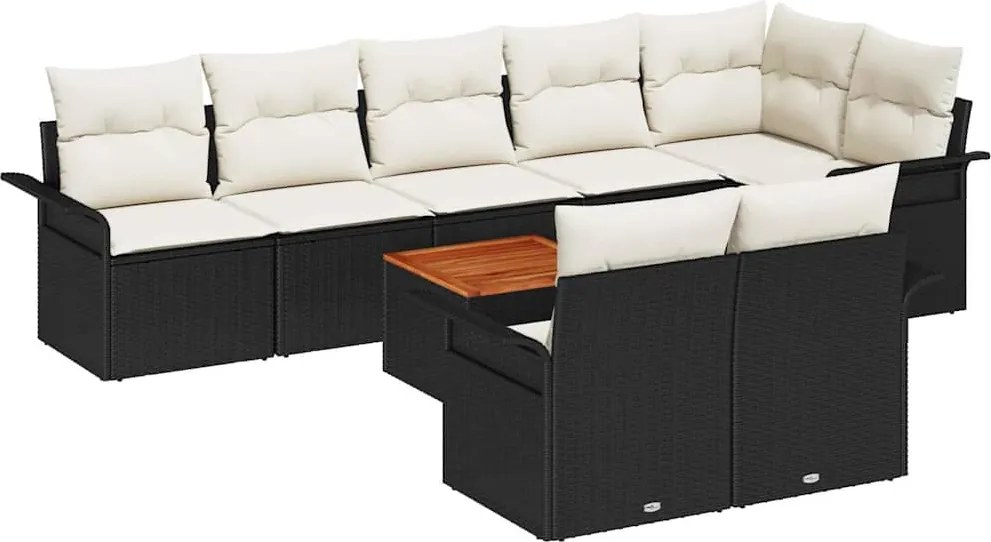 vidaXL Set de canapele pentru grădină 9 pcs Negru și Crem poliratan