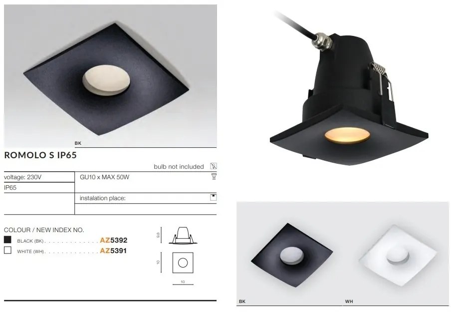 Spot incastrabil cu protectie IP65 ROMOLO S negru