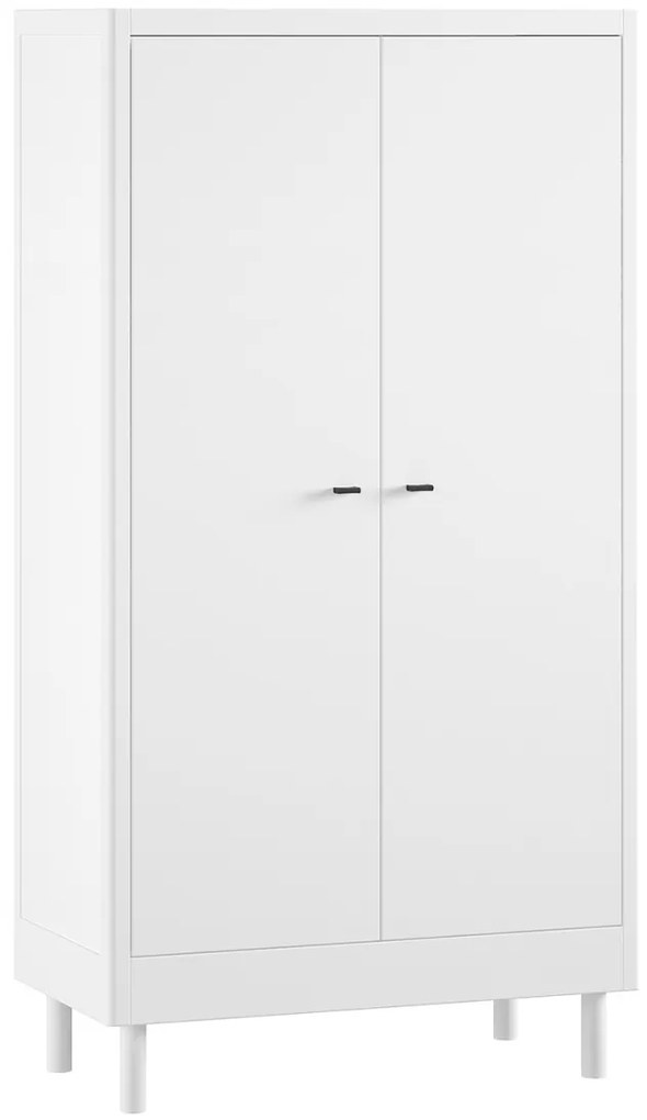 Set Mobilier Camera Copii Forrest Beech, Pat 90x200 cm, Dulap cu 2 Uși și Noptieră, din Lemn Masiv de Fag, Alb – Vipack
