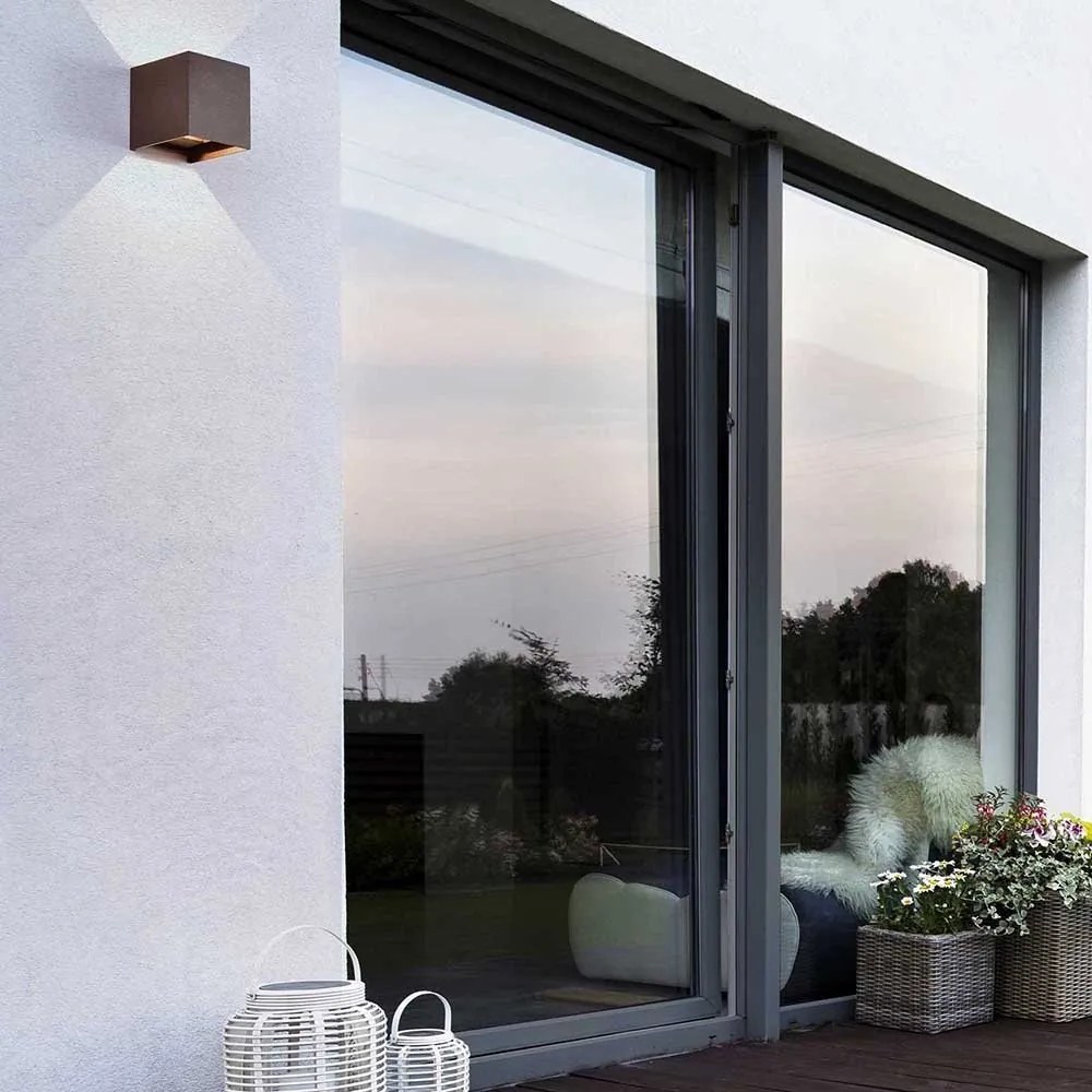 Aplica LED de perete iluminat exterior ambiental IP54 DAVOS corten