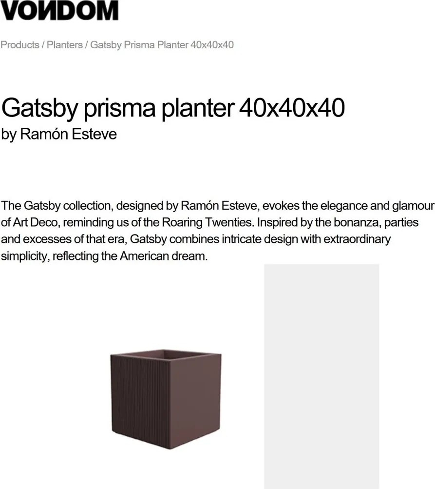 Ghiveci plante design decorativ modern exterior / interior GATSBY PRISMA 40x40x40cm