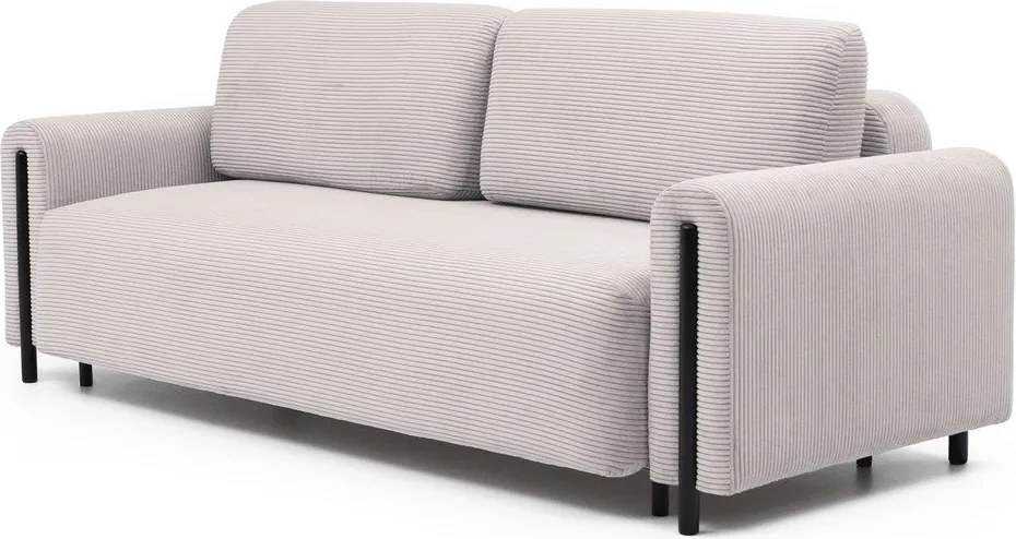 Canapea bej extensibilă/cu spațiu de depozitare cu tapițerie din catifea reiată 244 cm Arcadova – ELTAP