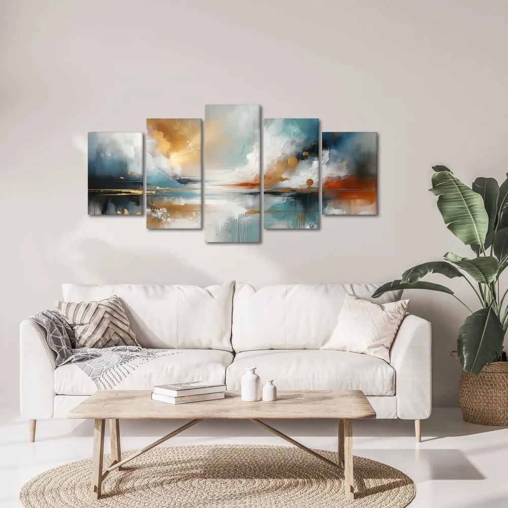 Tablou 5-piese peisaj abstract cu lac