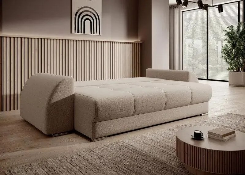 Canapea extensibilă dumonde cu ladă de depozitare si sezut confortabil din spuma high-density, Verona Bej 260x100 cm