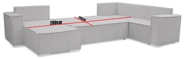 Colțar extensibil universal în formă de U LONDON, gri