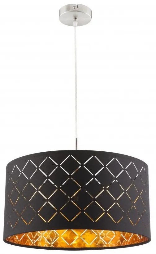 Lustra eleganta cu abajur din tesatura negru cu auriu, CLARKE 40cm 15229H GL