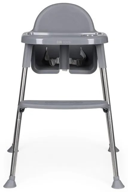 Scaun de hrănire 2 în 1 cu tavă și centuri gri