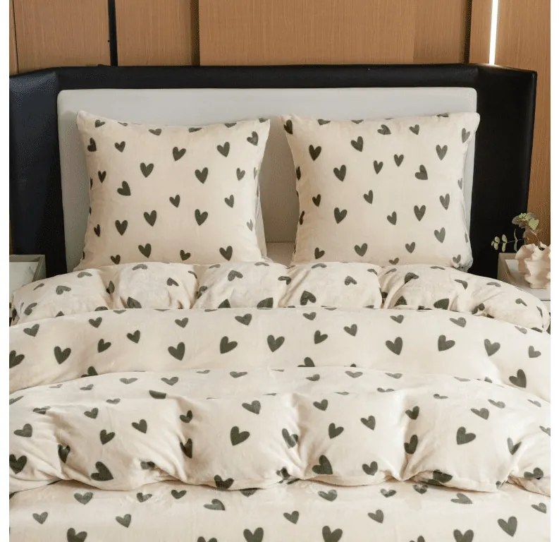 Lenjerie cocolino HEARTINO crem Dimensiune lenjerie de pat: 70 x 90 cm | 140 x 220 cm