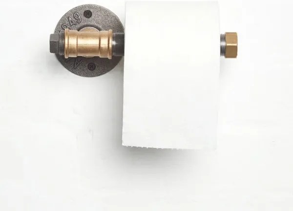 Suport de hârtie igienică BORURAF 8x22 cm neagră/aurie