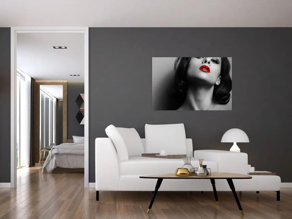 Tablou - Portretul unei femei cu ruj roșu (90x60 cm)
