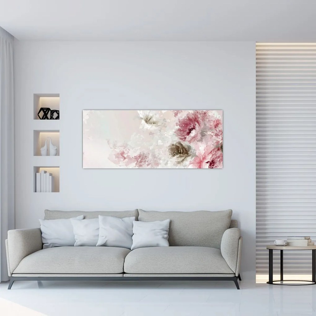Tablou - Pictura flori roz (120x50 cm)