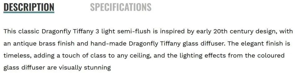 Plafoniera cu sticla tiffany Dragonfly