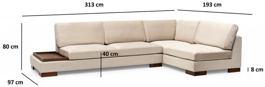 Coltar Tulip Corner Right Without Pouf, Bej