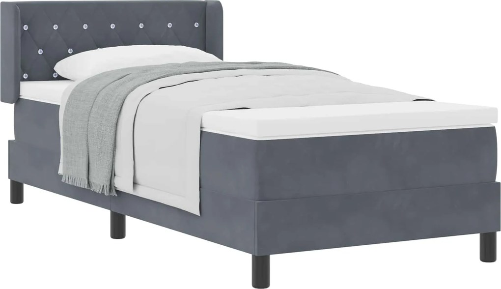 vidaXL Pat cu arcuri cu saltea Gri închis 200 x 100 cm Catifea