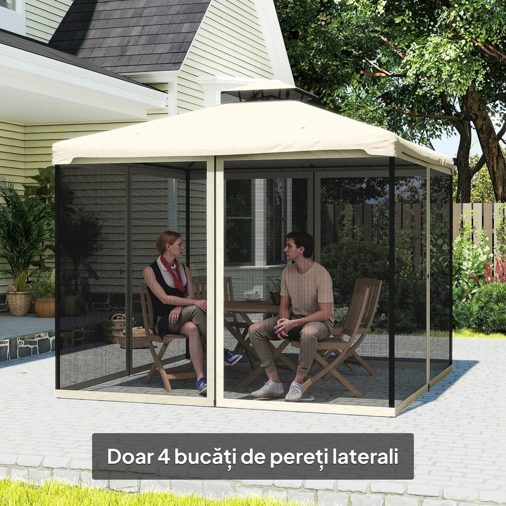 Plasa de Tantari Outsunny, Perdele de Rezerva, Balamale, 302x207cm, Negru si Bej | Aosom Romania