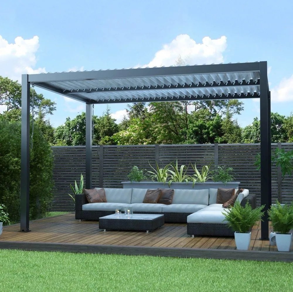Pergolă bioclimatică din aluminiu cu lamele 4 x 4 M