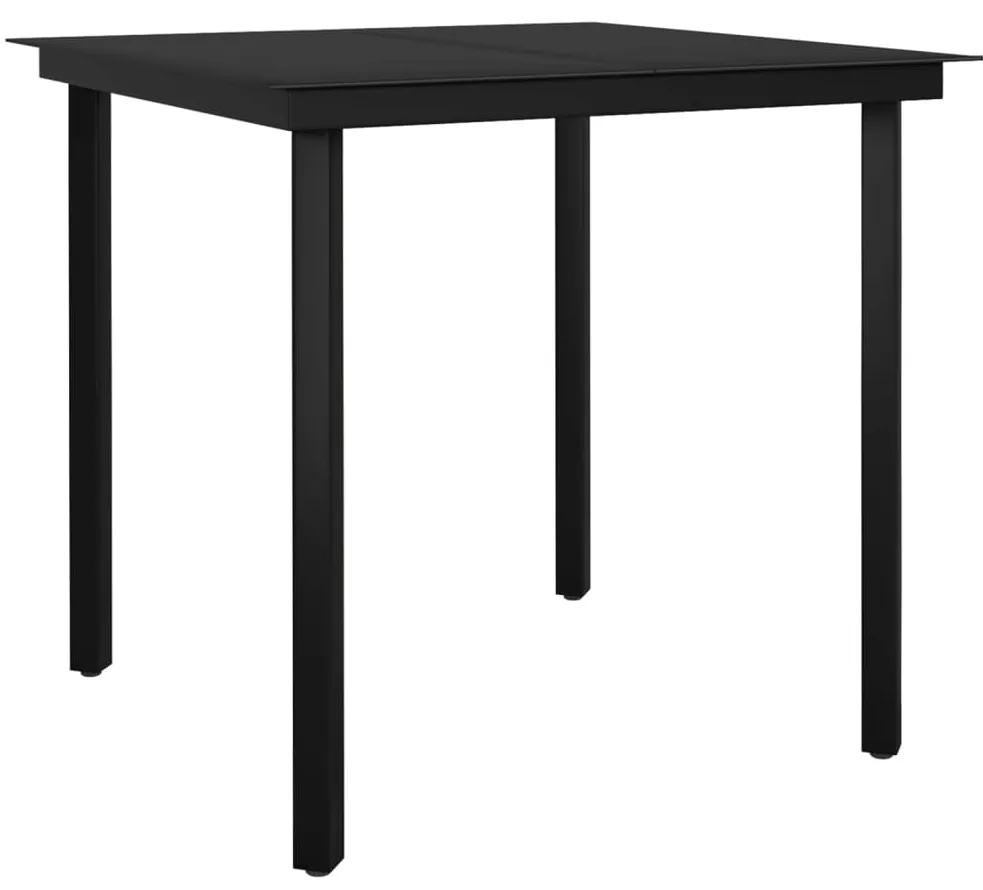 Set de masa pentru gradina, 5 piese, negru negru si gri, Lungime masa 80 cm, 5