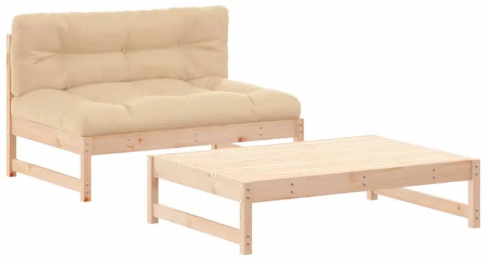 3186102 vidaXL Set mobilier de grădină cu perne, 2 piese, lemn masiv