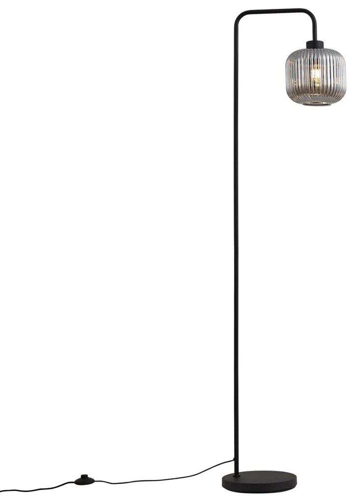 Lampă de podea de design neagră cu sticlă fumurie - Ana