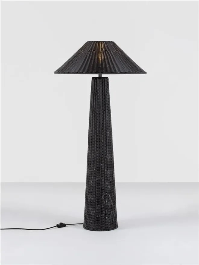 Lampa de podea din ratan sintetic pentru exterior Plom negru
