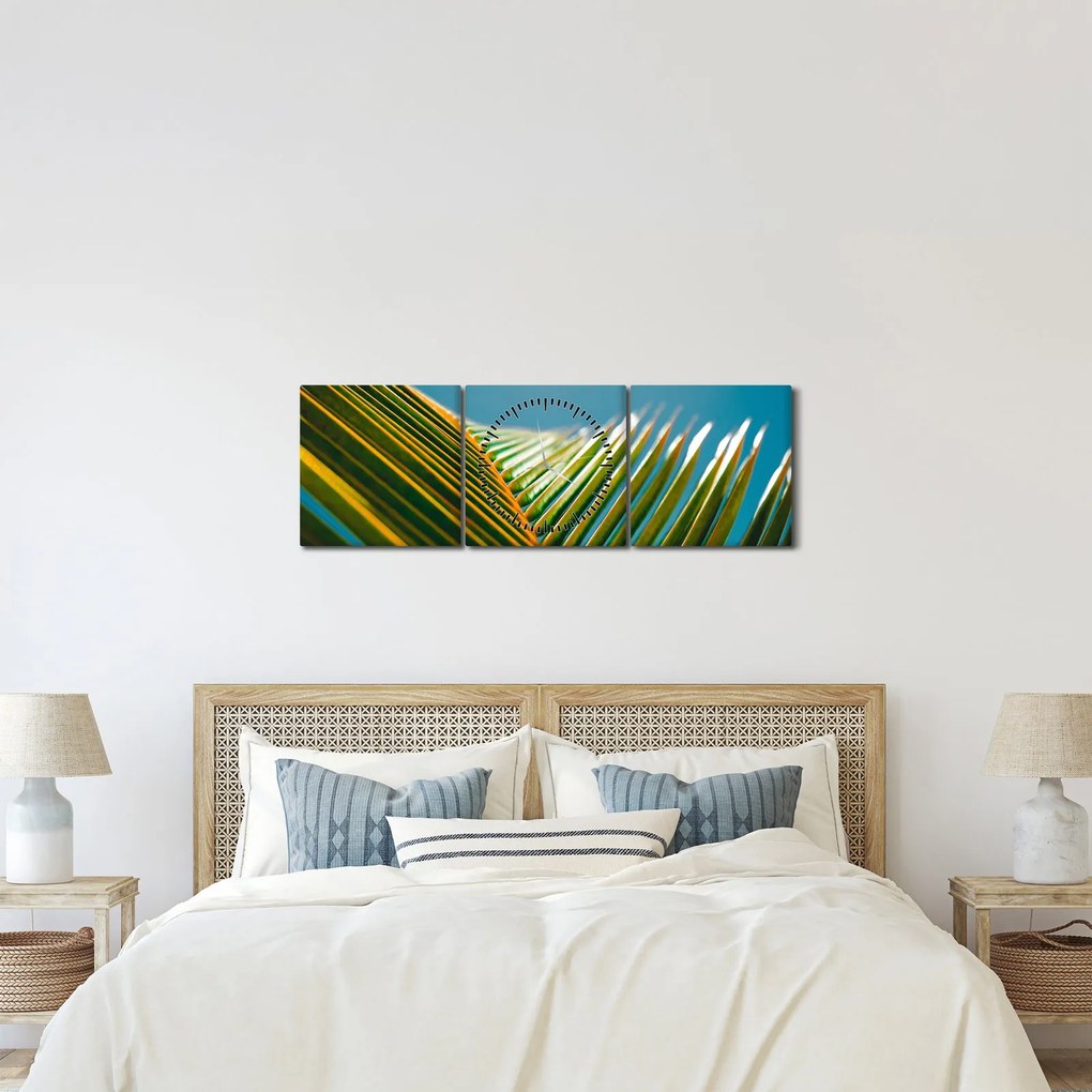 Tablou - Frunze de palmier (cu ceas) (90x30 cm)