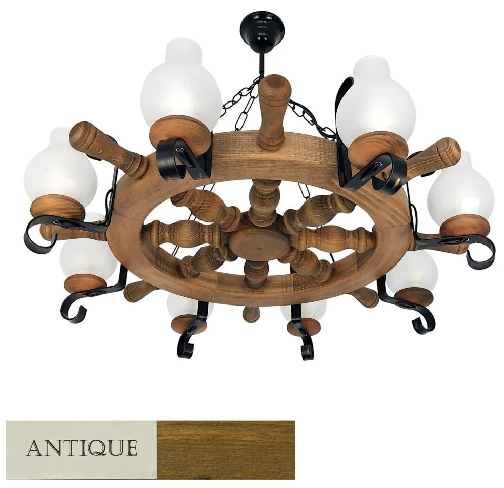 Candelabru rustic fabricat manual din lemn 8 brate Timona WOOD-TI-SP8D50