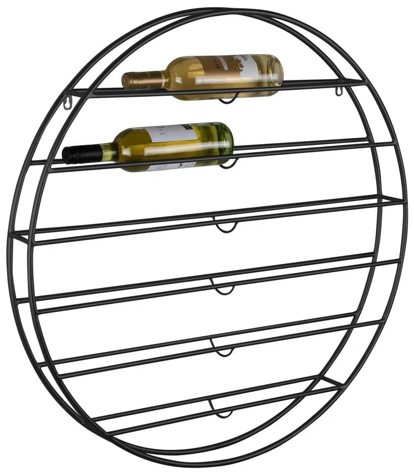 Raft pentru sticle de vin negru pentru perete din metal număr de sticle 12 80x80x9 cm Redondo – PT LIVING