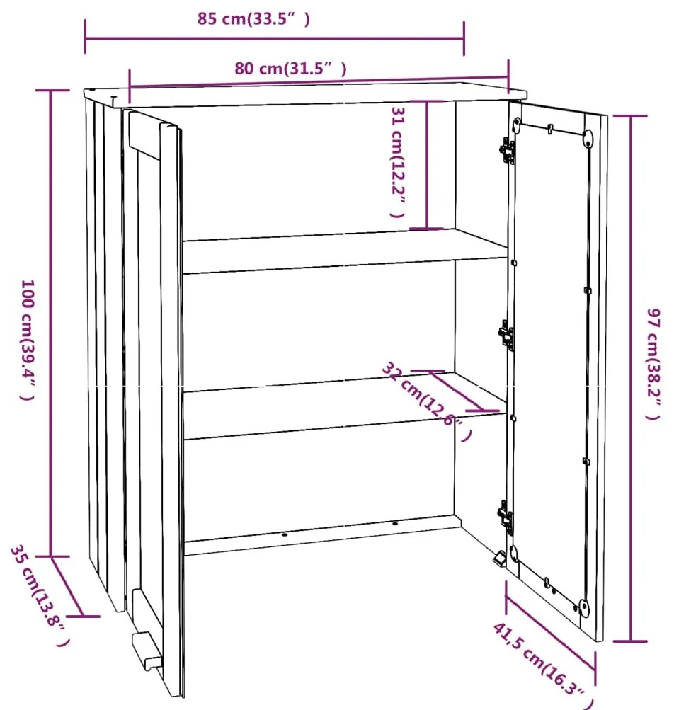 Rafturi superioare dulap, alb, 85x35x100 cm, lemn de pin 1, Alb