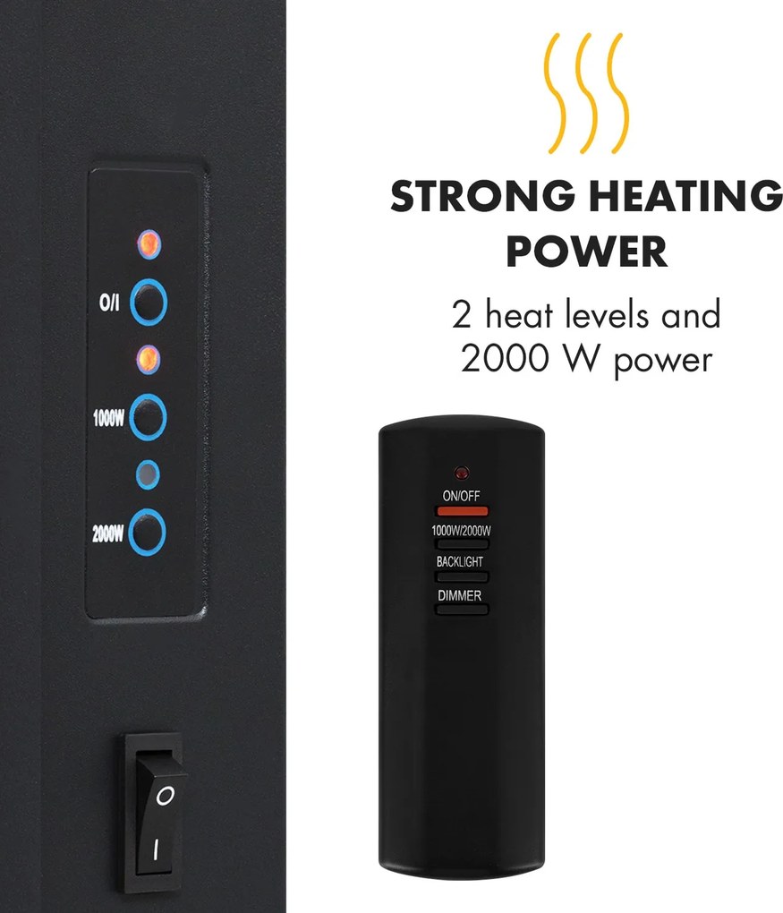 Klarstein Lausanne Vertical, șemineu electric, 2000 W, timer săptămânal, alb