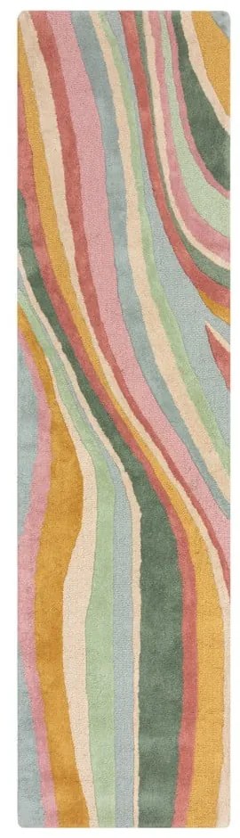 Covor tip traversă țesut manual din lână 60x230 cm Abstract Flow – Flair Rugs
