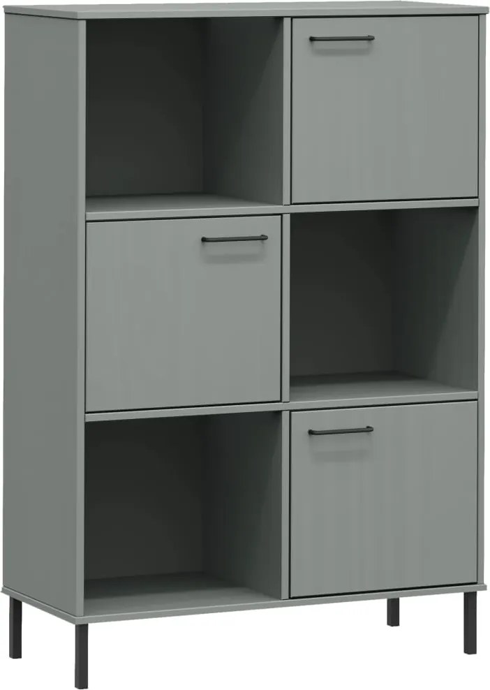vidaXL Bibliotecă cu picioare metalice OSLO, gri, 90x35x128,5 cm, lemn