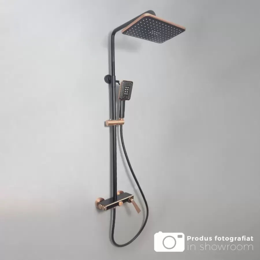 Coloană de Duș Model 10010H-M Negru cu Accente Roz-Gold – Stil Contemporan și Funcționalitate Premium