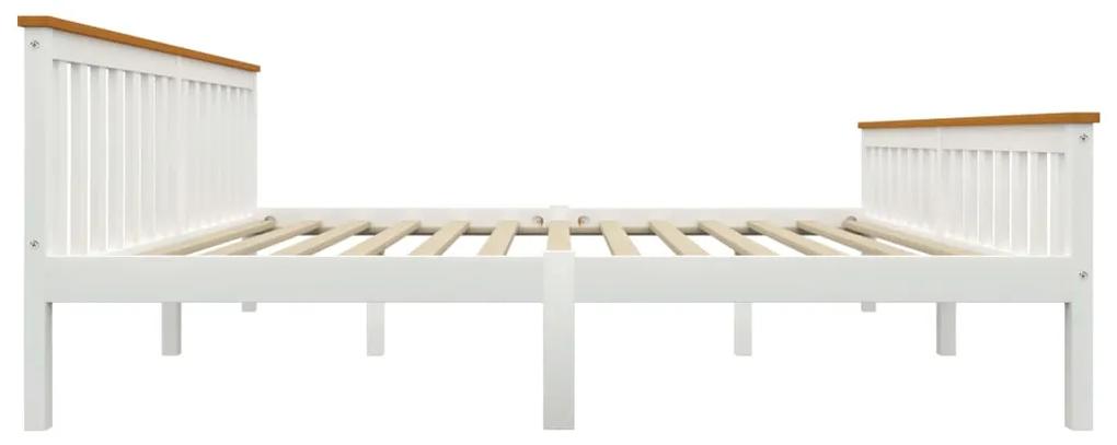 Cadru de pat, alb, 180 x 200 cm, lemn masiv de pin Alb si maro, 180 x 200 cm