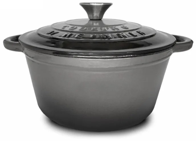 Oală din fontă emailată cu capac 24x11.5 cm, 4L – Cooking by Heinner, Marble Grey HR-ZVC-S24, potrivită pentru cuptor și plite cu inducție