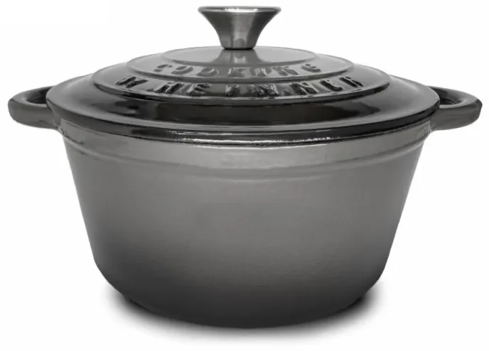 Oală din fontă emailată cu capac 24x11.5 cm, 4L – Cooking by Heinner, Marble Grey HR-ZVC-S24, potrivită pentru cuptor și plite cu inducție