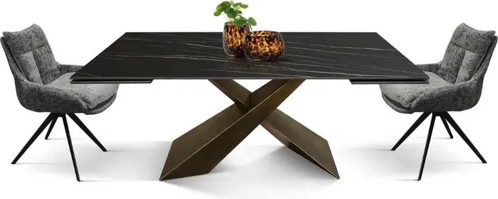 MIRABELLE -MASA BLAT DREPTUNGHIULAR NEGRU CU AURIU MAT EXTENSIBILA-PICIOR METALIC BRONZ 180 cm/ 90 cm