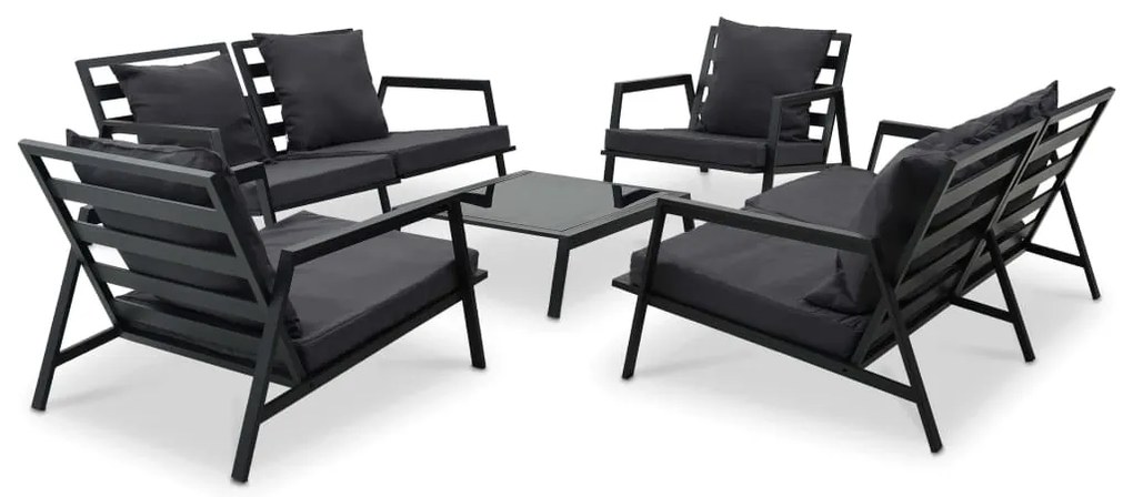 vidaXL Set mobilier de grădină cu perne, 5 piese, gri închis, aluminiu