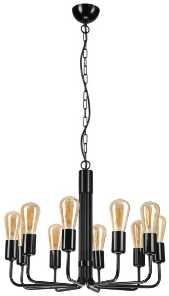 Candelabru cu lanț 10xE27/60W/230V, negru