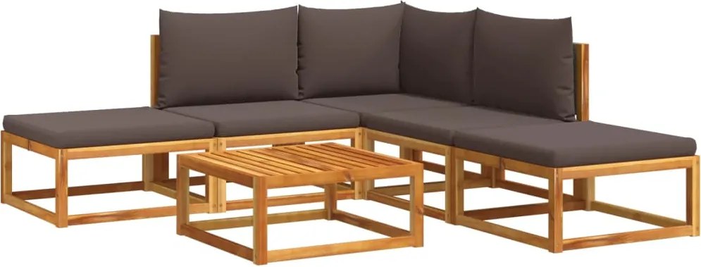 vidaXL Set canapele de grădină cu 6 piese și perne, lemn de salcâm și ratan