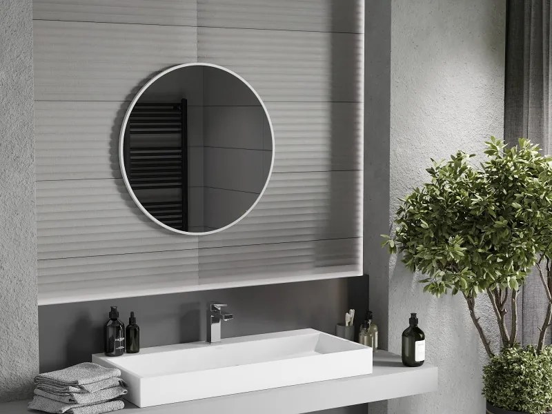 Mexen Loft oglindă pentru baie rotundă 70 cm, ramă albă - 9850-070-070-000-20