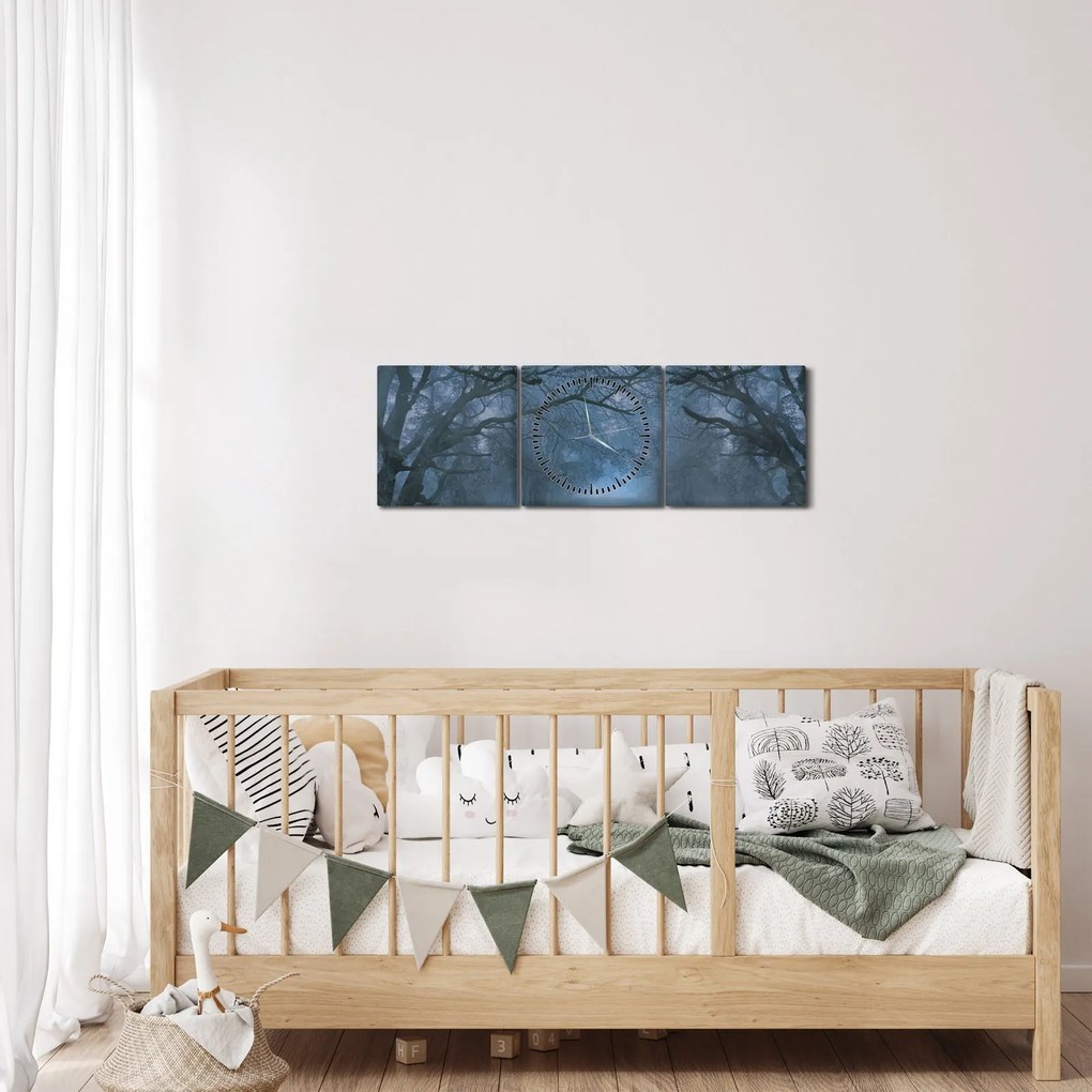Tablou - Pădurea în ceață (cu ceas) (90x30 cm)