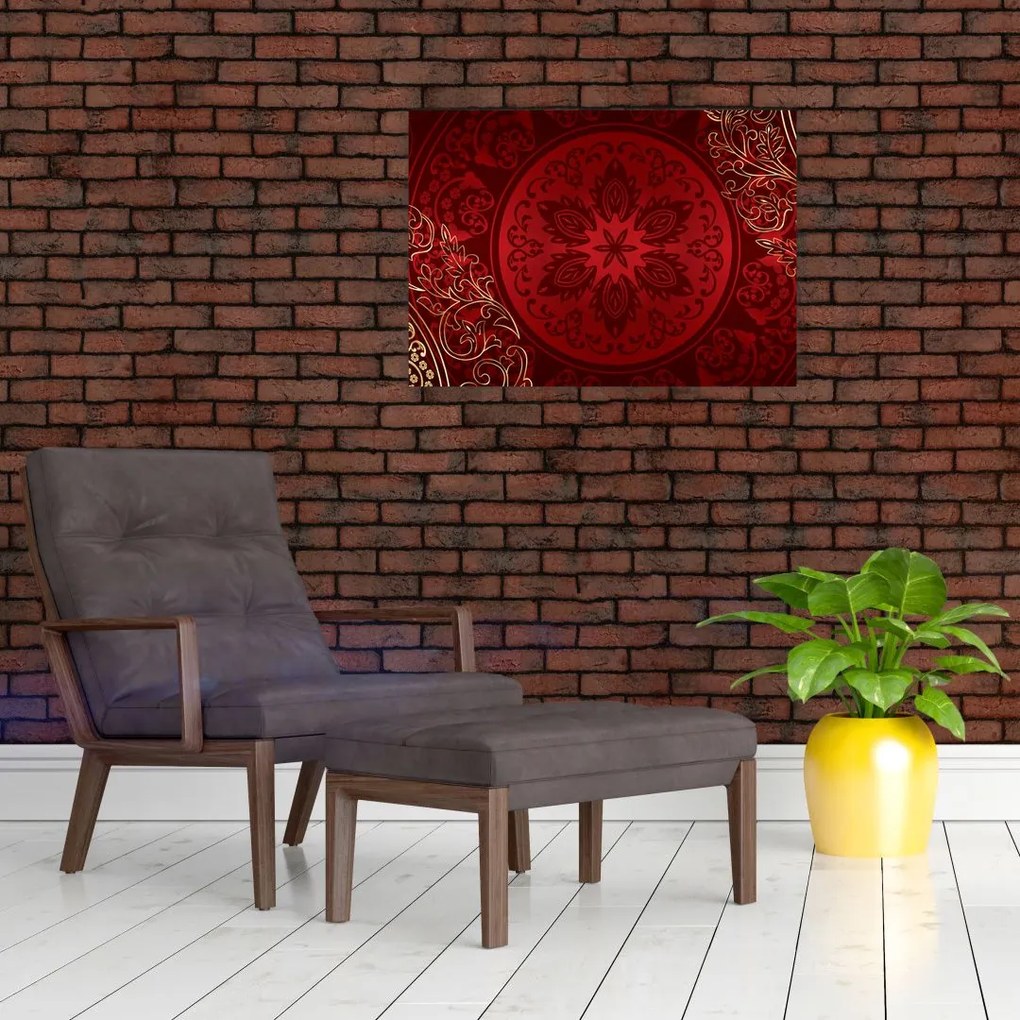 Tablou pe sticlă - Mandale aurii (70x50 cm)