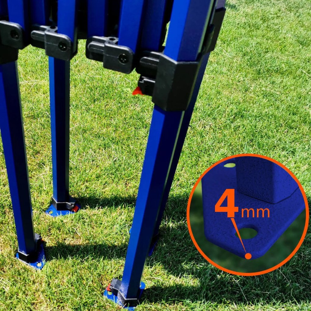 Cort pliabil rapid 2x3 m (3 pereți): Rezistență din oțel pentru comercianții de piață - cu 3 pereți - Rosu