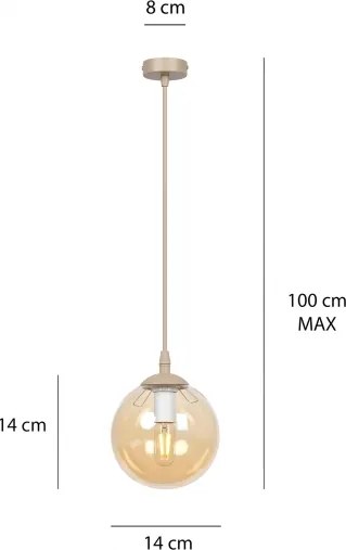 Lustră pe cablu COSMO 1xE14/10W/230V Ø 14 cm bej/bej fumuriu
