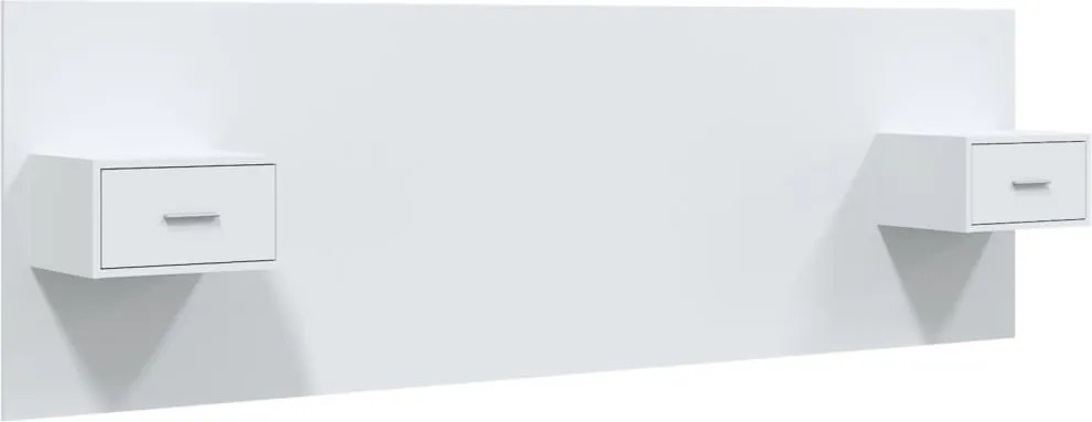 vidaXL Tăblie de pat cu dulapuri, alb extralucios, lemn prelucrat