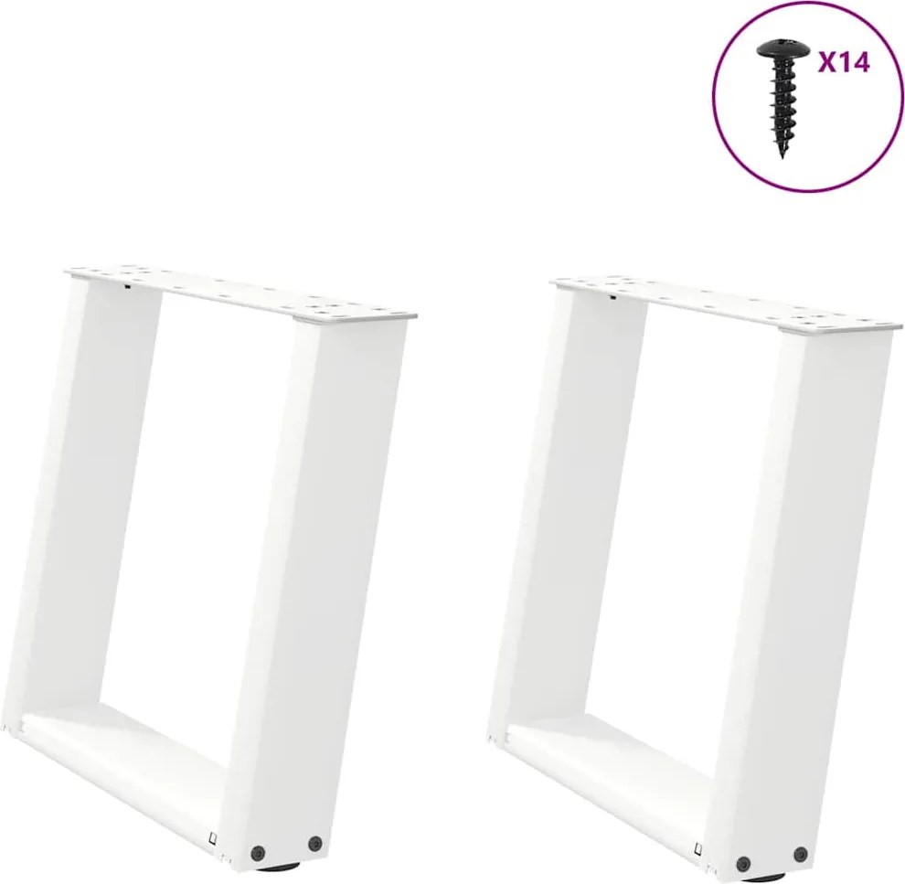 vidaXL Picioare pentru măsuță de cafea în formă de U, 2 buc., alb, 50x(42-43) cm, oțel