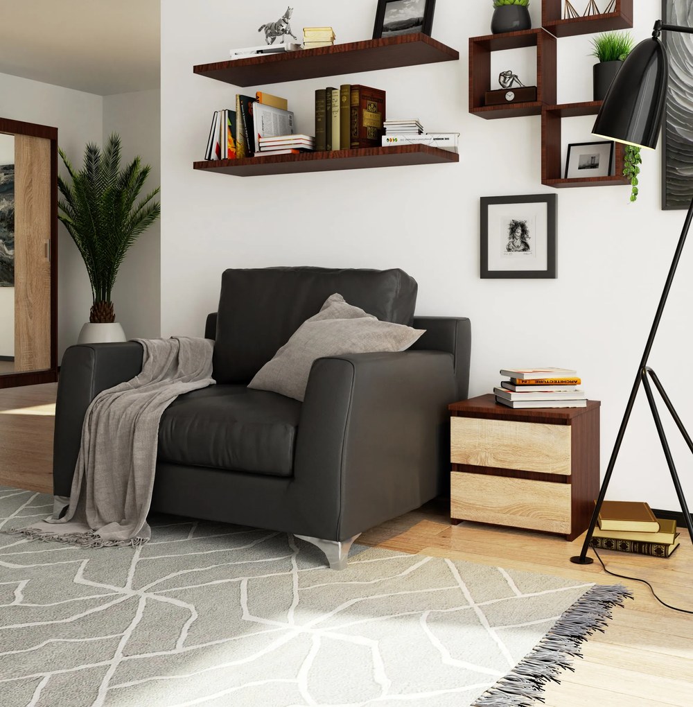 Noptieră Cleania CL2 (wenge + Stejar sonoma). 1069378