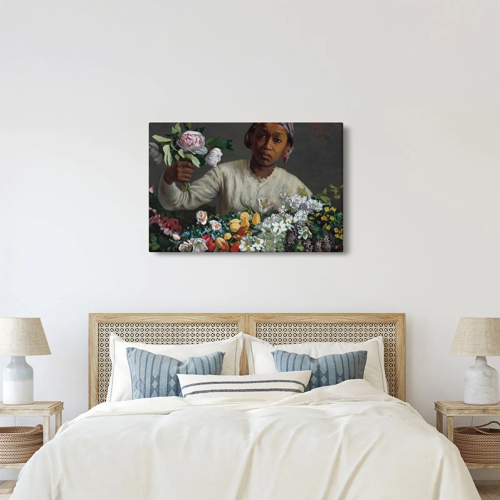 Tablou - Frédéric Bazille, Young Woman with Peonies, reproducere (90x60 cm)